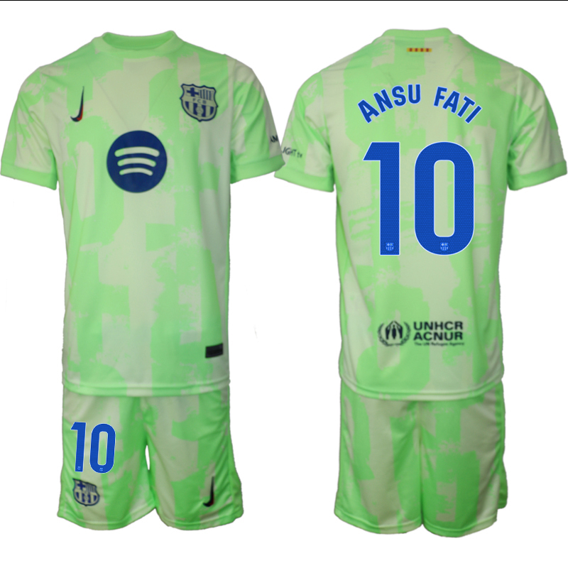 Men 2024-2025 Club Barcelona away Green #10 Soccer Jersey1